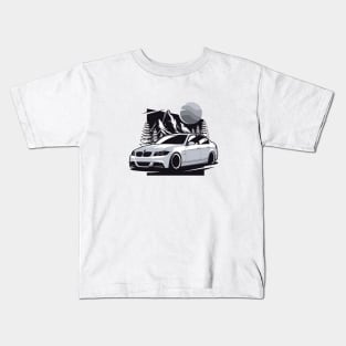 Silver E90 Sedan Mountains Kids T-Shirt